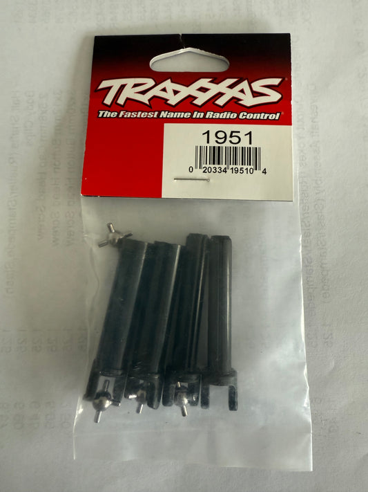 Traxxas 1951 Half shafts, long truck (external-splined (2) &amp; internal-splined (2)/ metal U-joints (4)