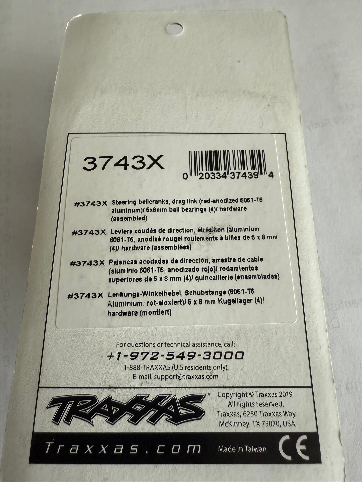 Traxxas 3743X  Steering bellcranks, drag link (red-anodized 6061-T6 aluminum)/ 5x8mm ball bearings (4)/ hardware (assembled)