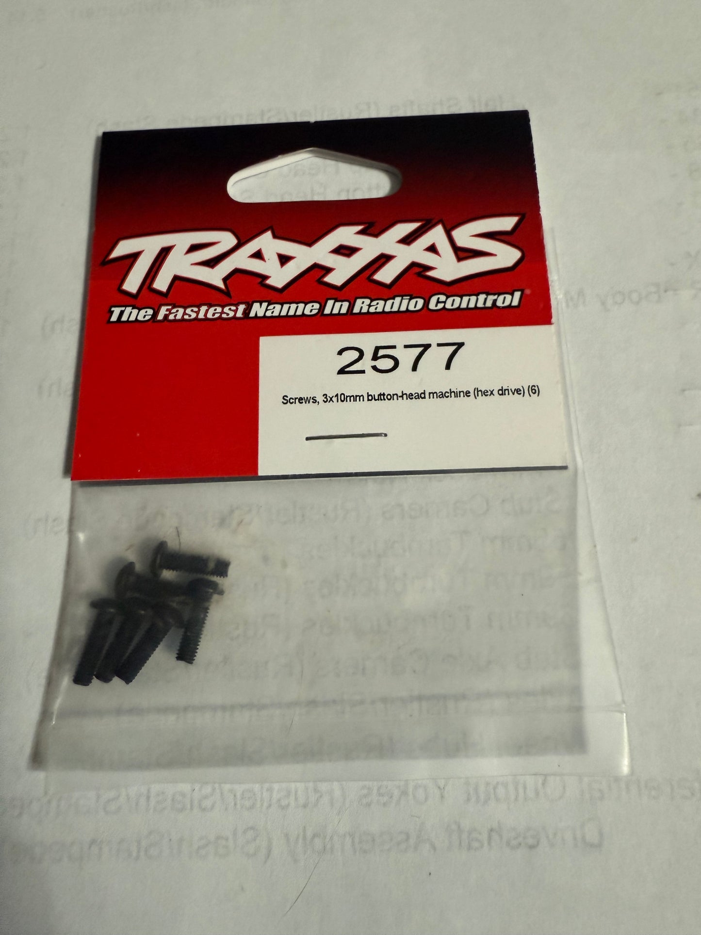 Traxxas 2577  Screws, 3x10mm button-head machine (hex drive) (6)