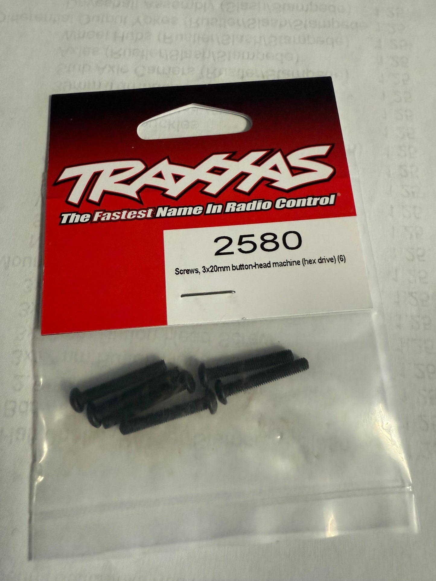 Traxxas 2580  Screws, 3x20mm button-head machine (hex drive) (6)