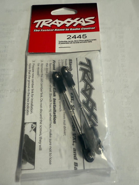 Traxxas 2445  Turnbuckles, toe link, 55mm (75mm center to center) (2) (assembled with rod ends and hollow balls)