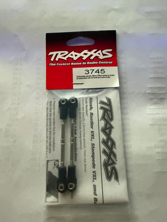 Traxxas 3745 Turnbuckles, toe link, 59mm (78mm center to center) (2) (assembled with rod ends and hollow balls)