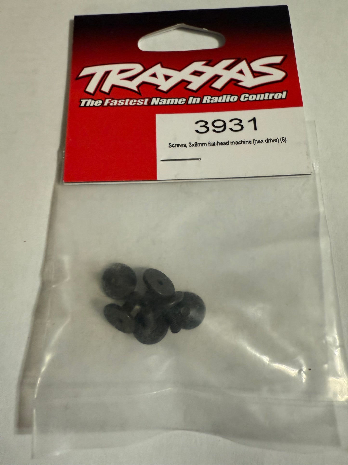 Traxxas 3931 Screws, 3x8mm flat-head machine (hex drive) (6)