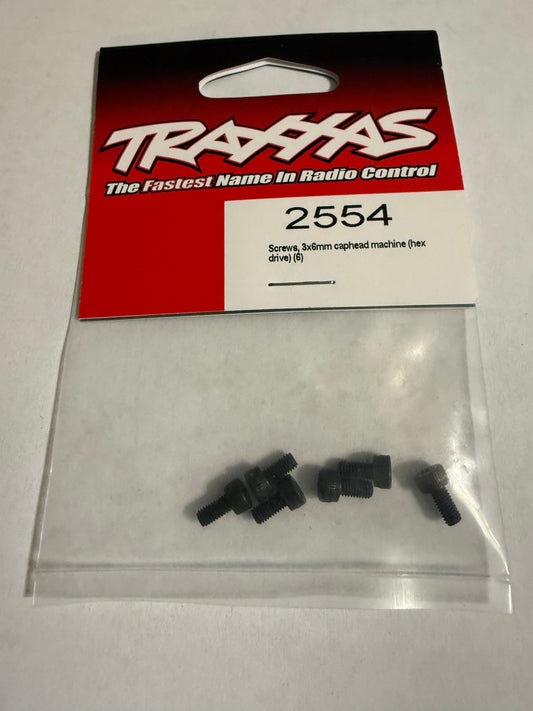 Traxxas 2554 Screws, 3x6mm caphead machine (hex drive) (6)