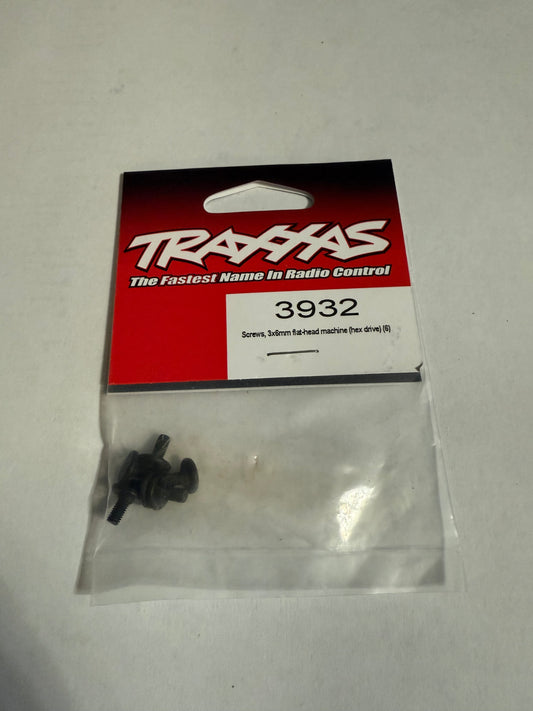 Traxxas 3932  Screws, 3x6mm flat-head machine (hex drive) (6)