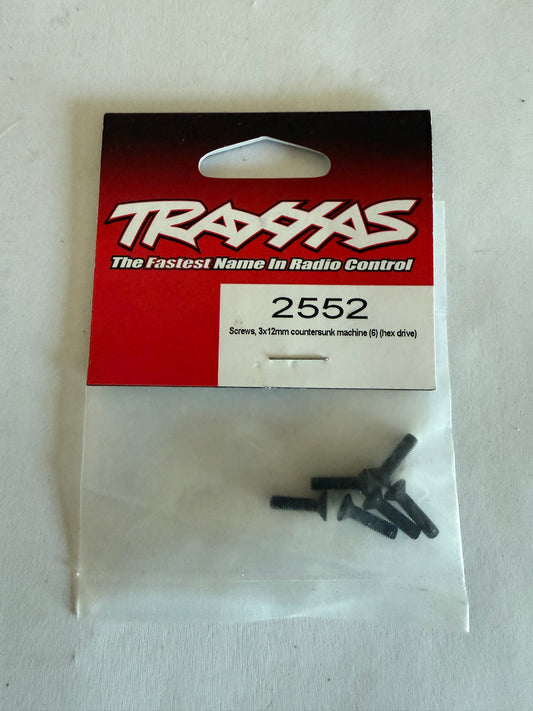 Traxxas 2552  Screws, 3x12mm countersunk machine (6) (hex drive)