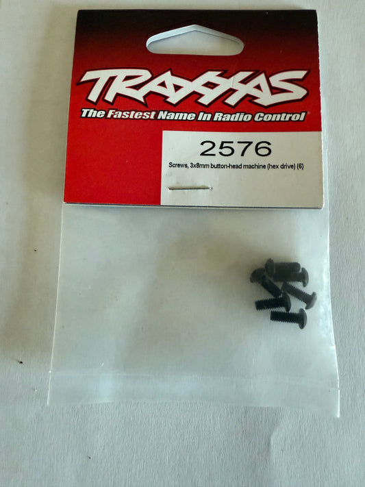 Traxxas 2576  Screws, 3x8mm button-head machine (hex drive) (6)