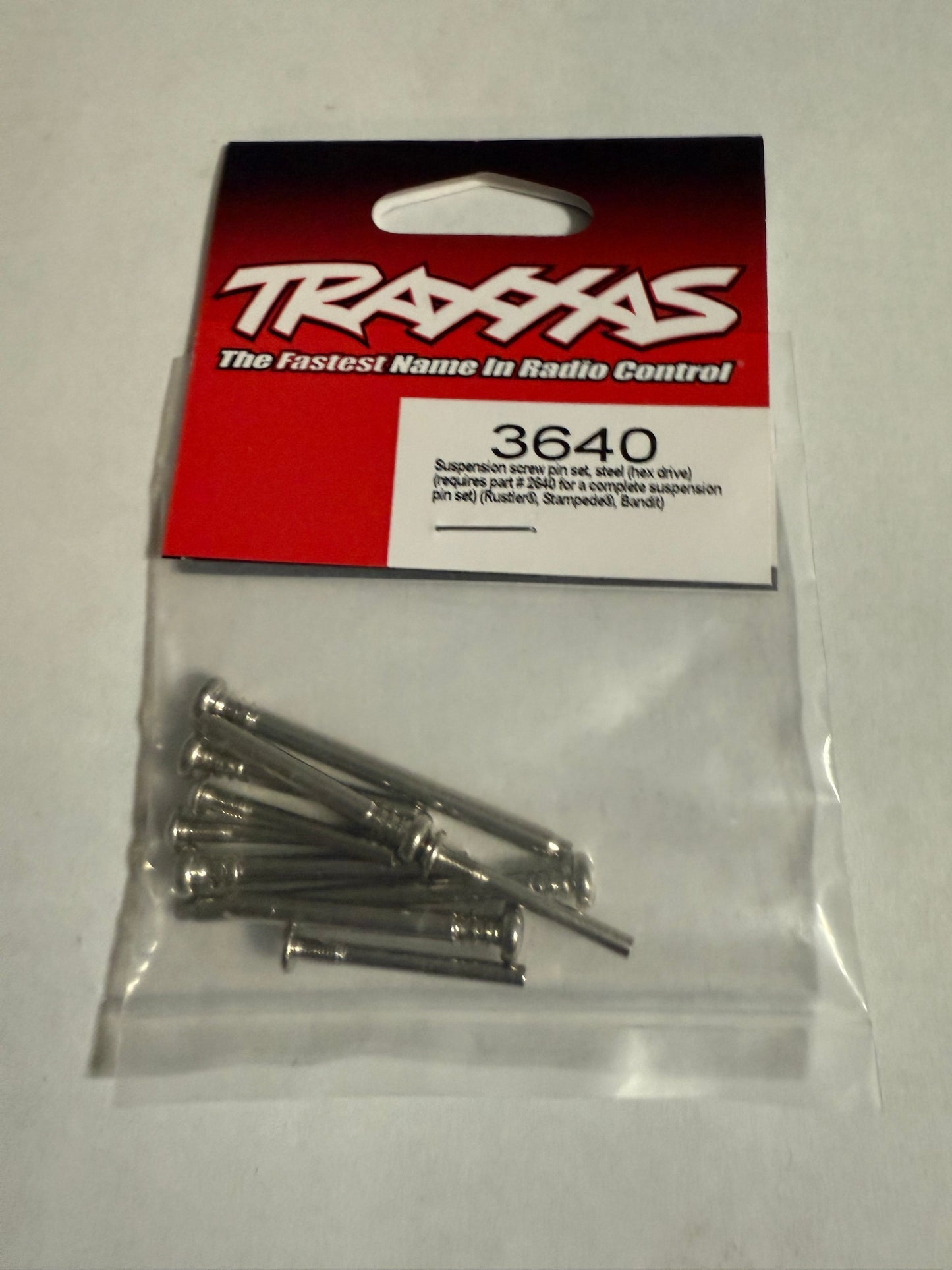 Traxxas 3640  Suspension screw pin set, steel (hex drive) (requires part # 2640 for a complete suspension pin set) (Rustler®, Stampede®, Bandit)